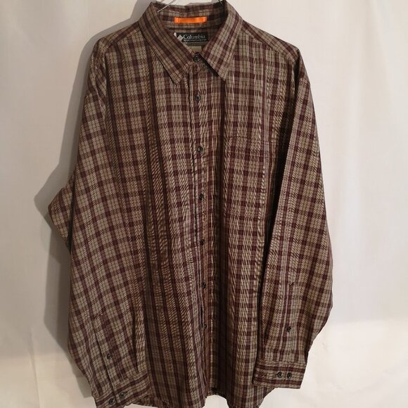 Columbia Men's Size XL Brown & Beige XEO Loose Fit Dress / Casual Shirt - Picture 1 of 7